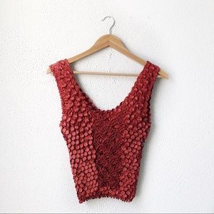 Burnt Orange Scrunchy Popcorn Stretchy Tank Top